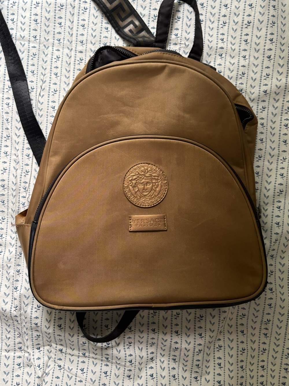 Versace Brown Leather Backpack with Medusa Emblem